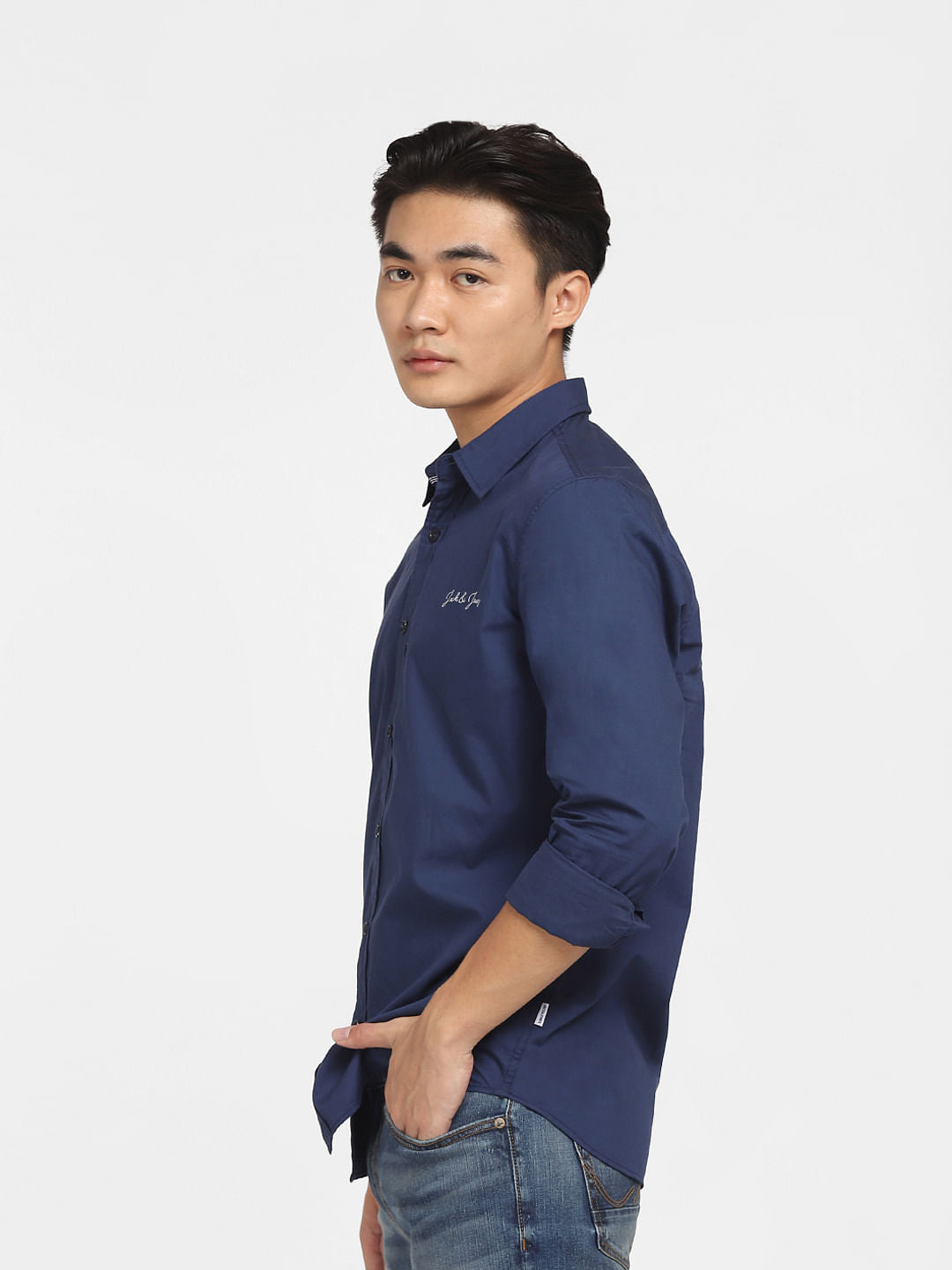 Blue Logo Print Full Sleeves Shirt