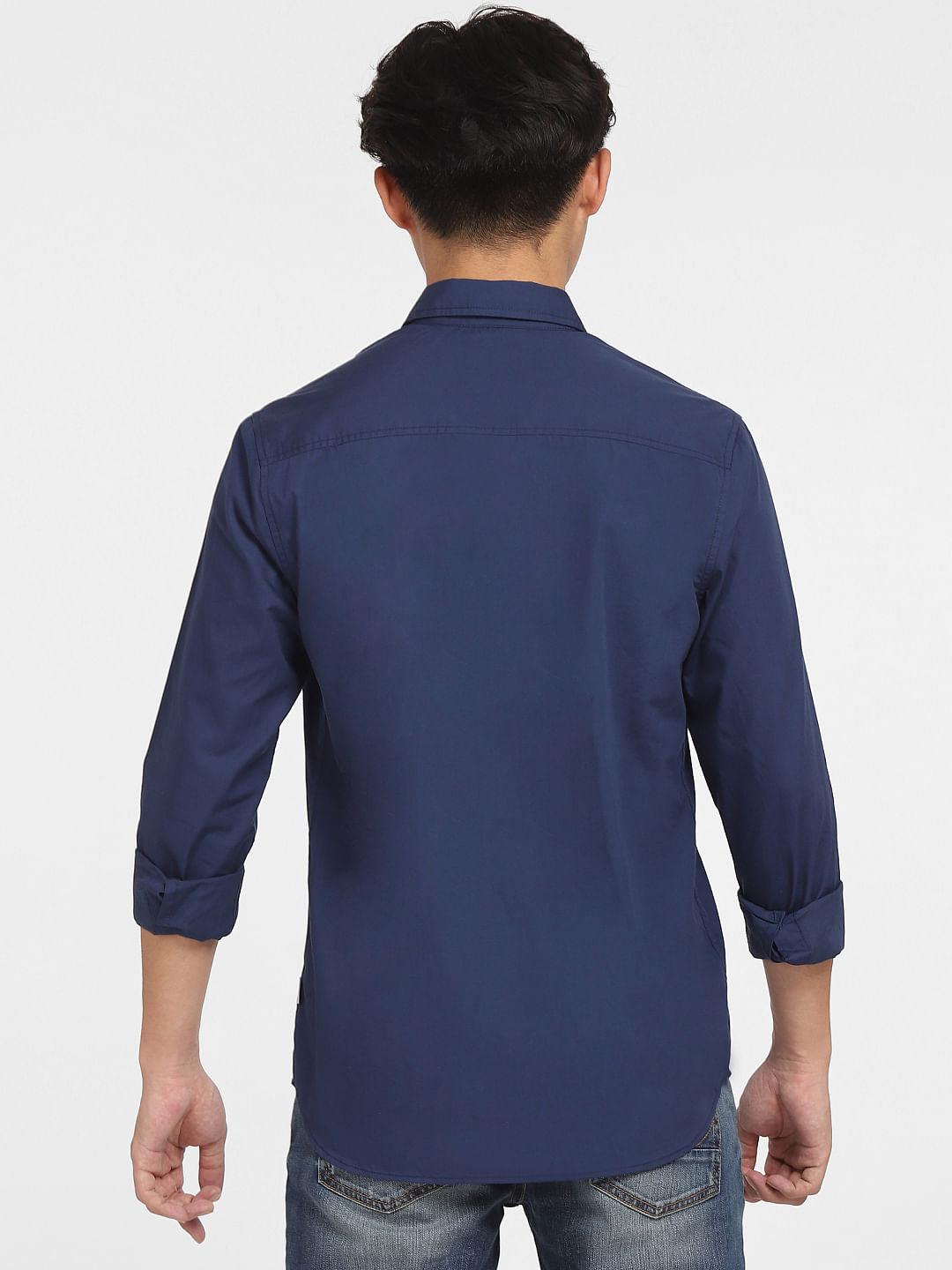 Blue Logo Print Full Sleeves Shirt