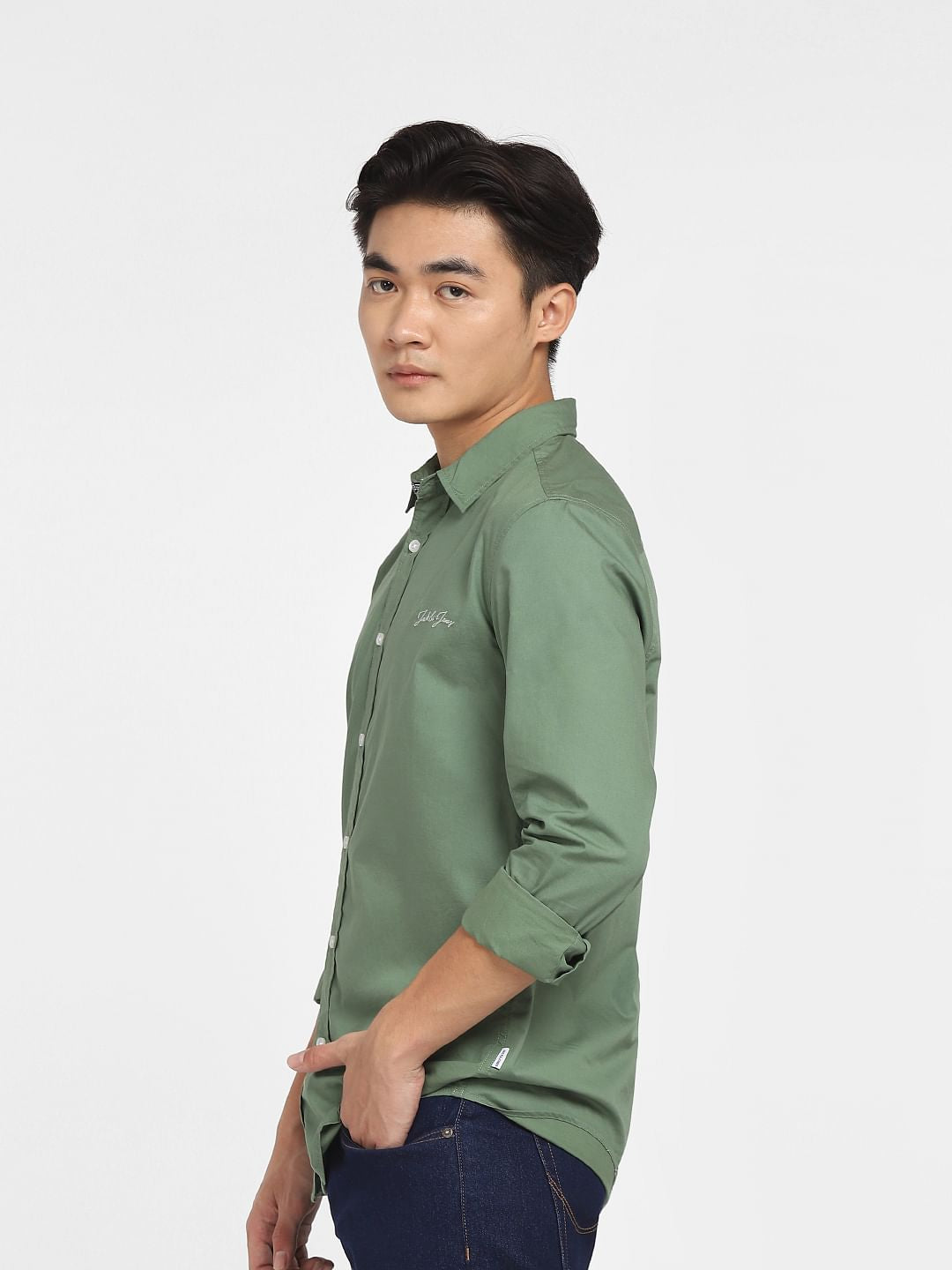 Green Logo Print Full Sleeves Shirt
