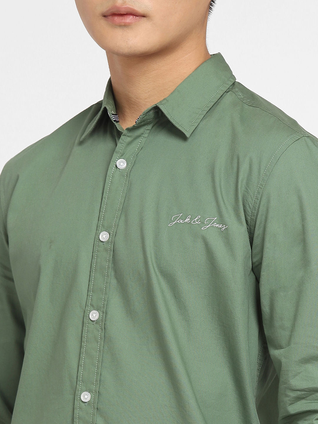 Green Logo Print Full Sleeves Shirt