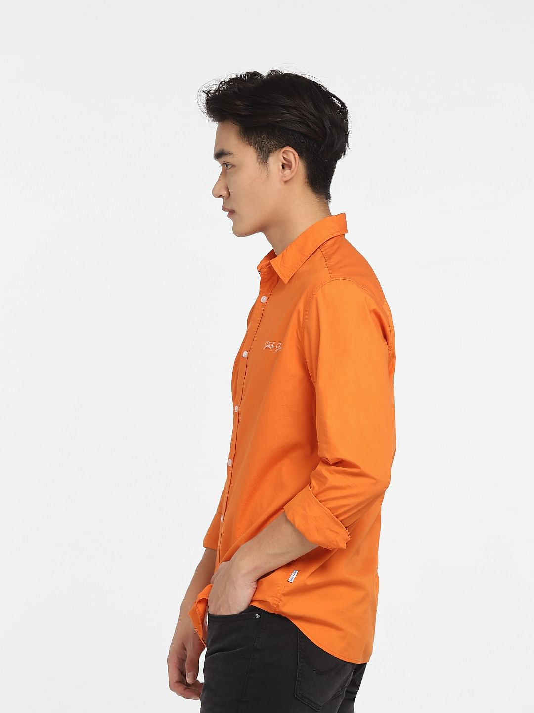 Orange Logo Print Full Sleeves Shirt