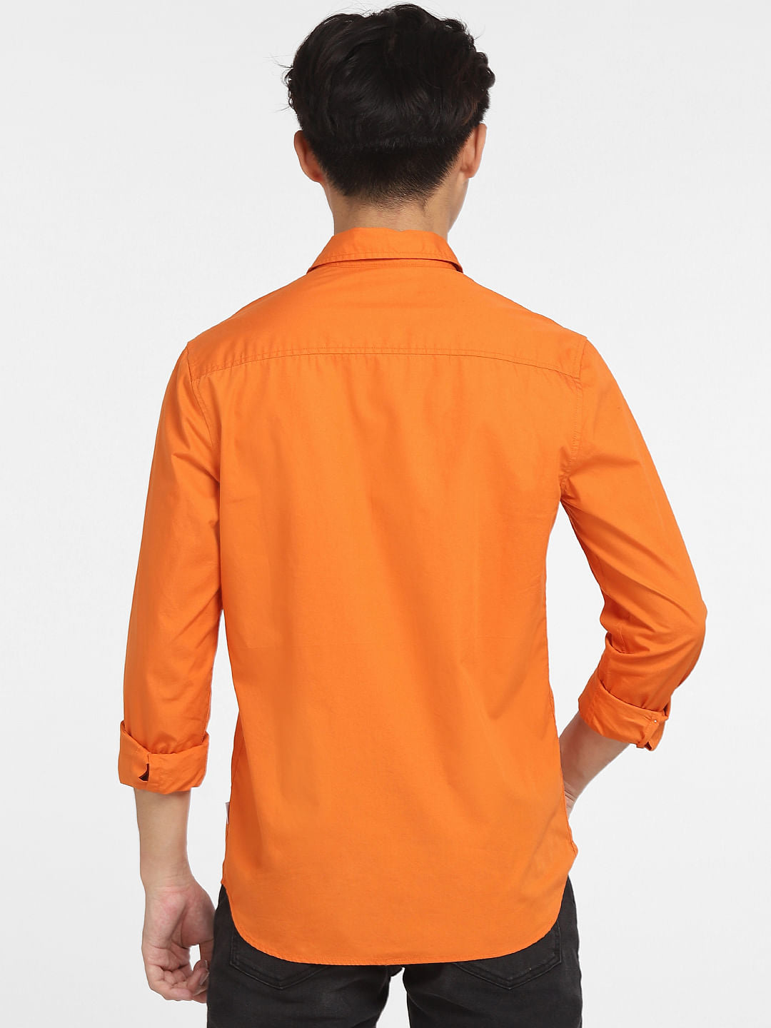 Orange Logo Print Full Sleeves Shirt
