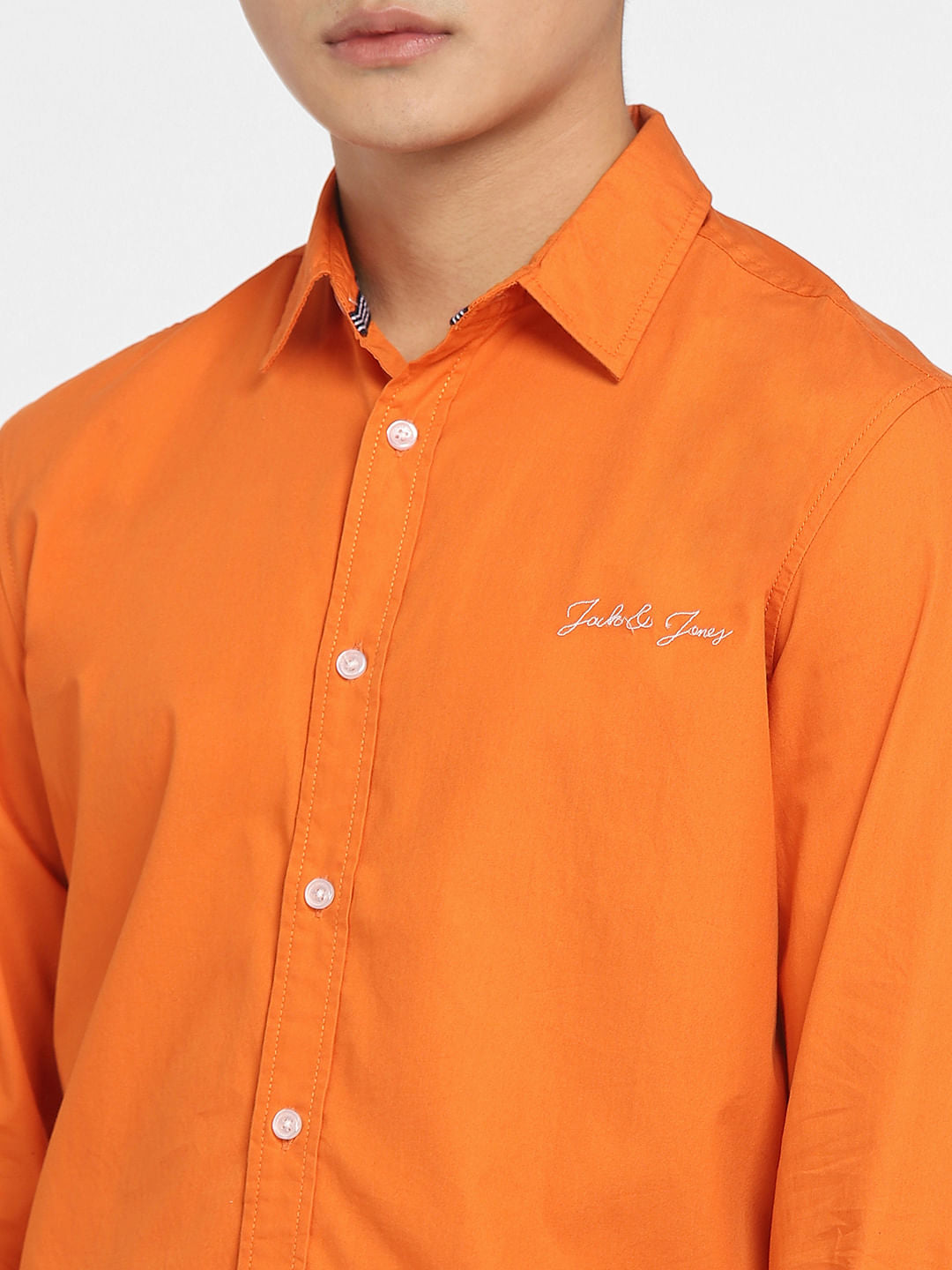 Orange Logo Print Full Sleeves Shirt