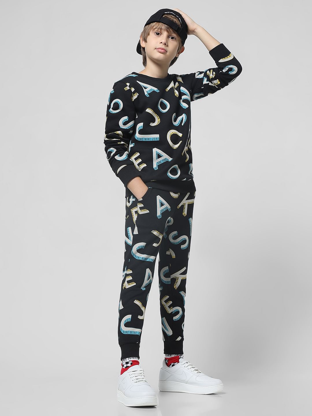 Black Mid Rise Logo Print Sweatpants - 4/5Y