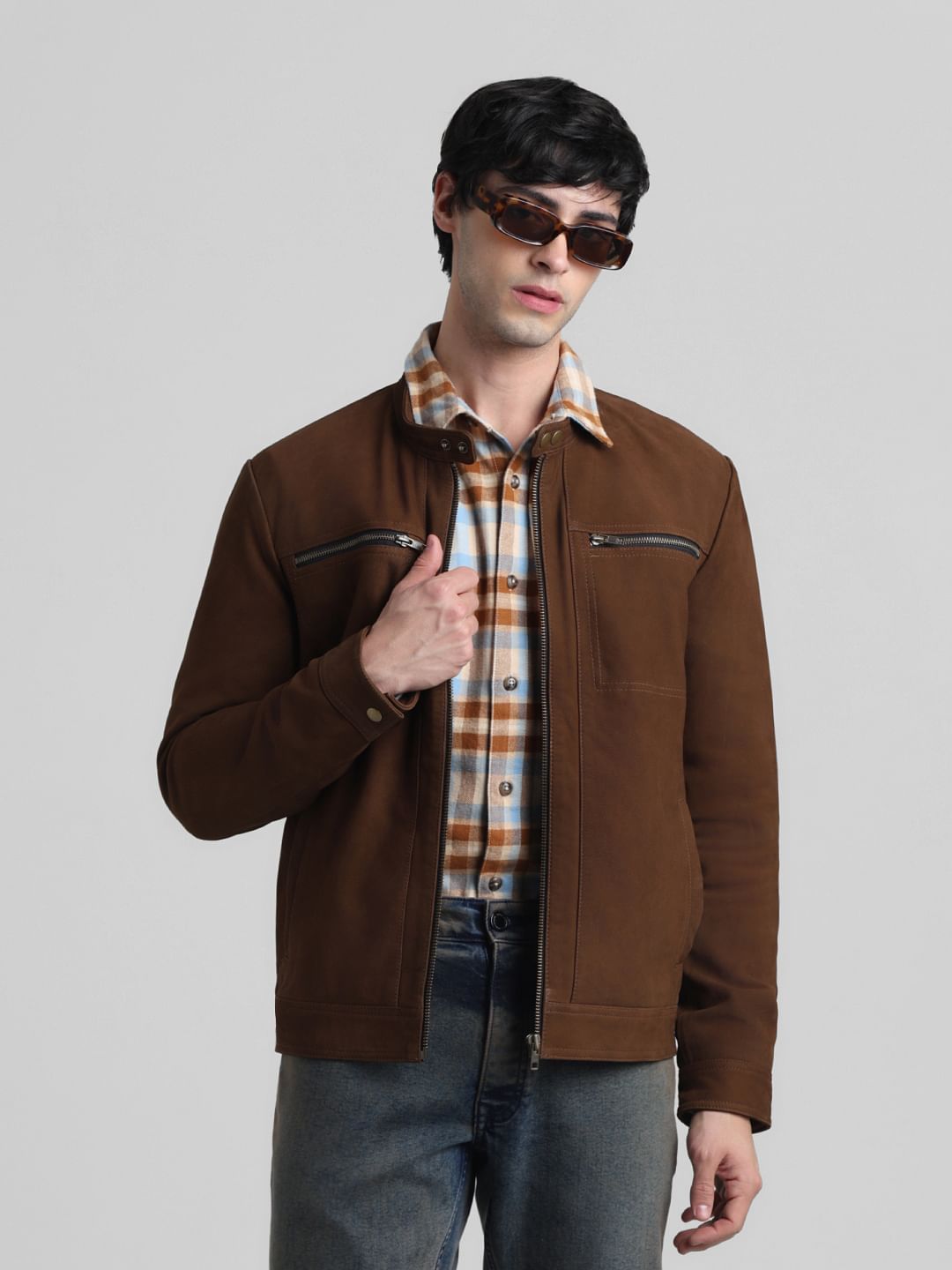 Brown Leather Jacket - S