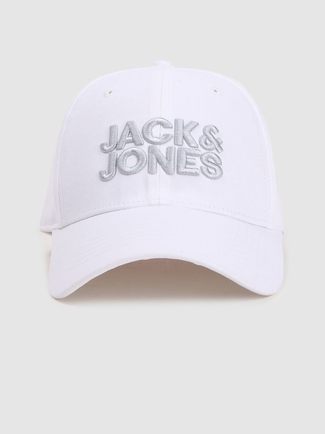 White Logo Print Baseball Cap