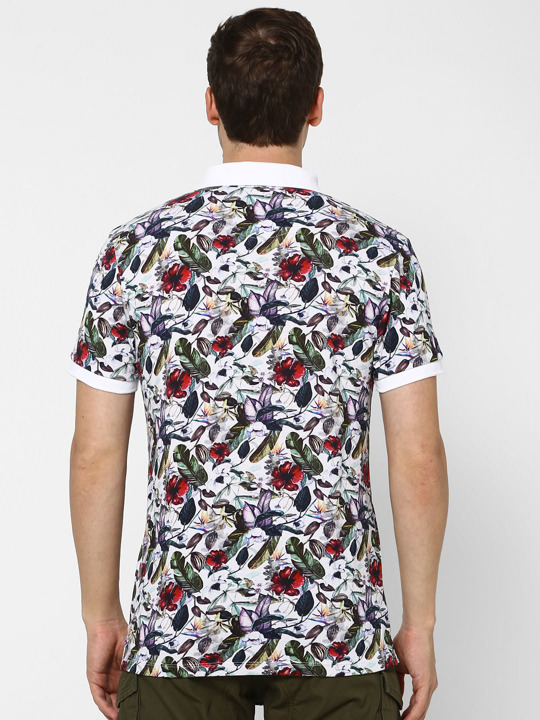 White Floral Polo T-shirt