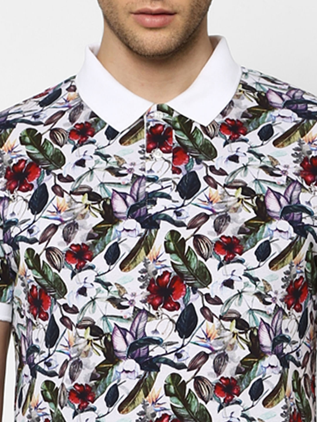 White Floral Polo T-shirt