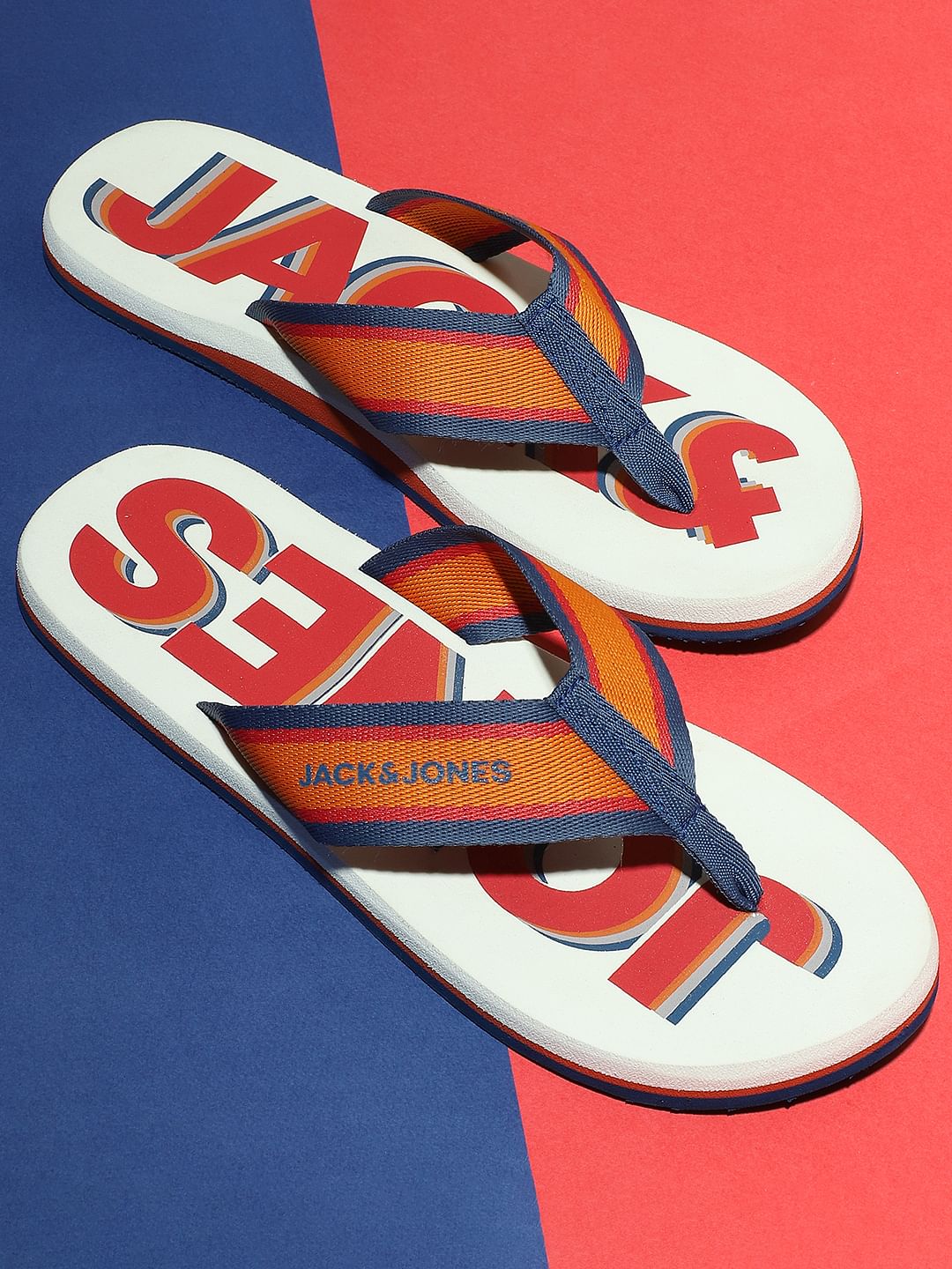 White Logo Print Flip Flops - 6