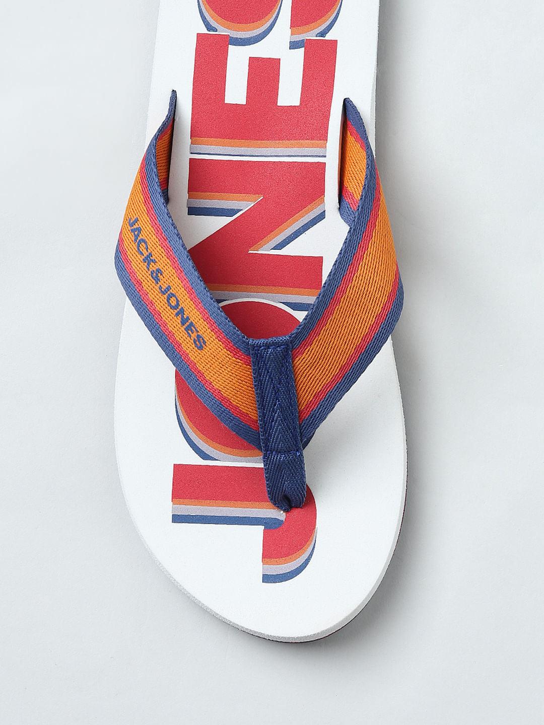 White Logo Print Flip Flops