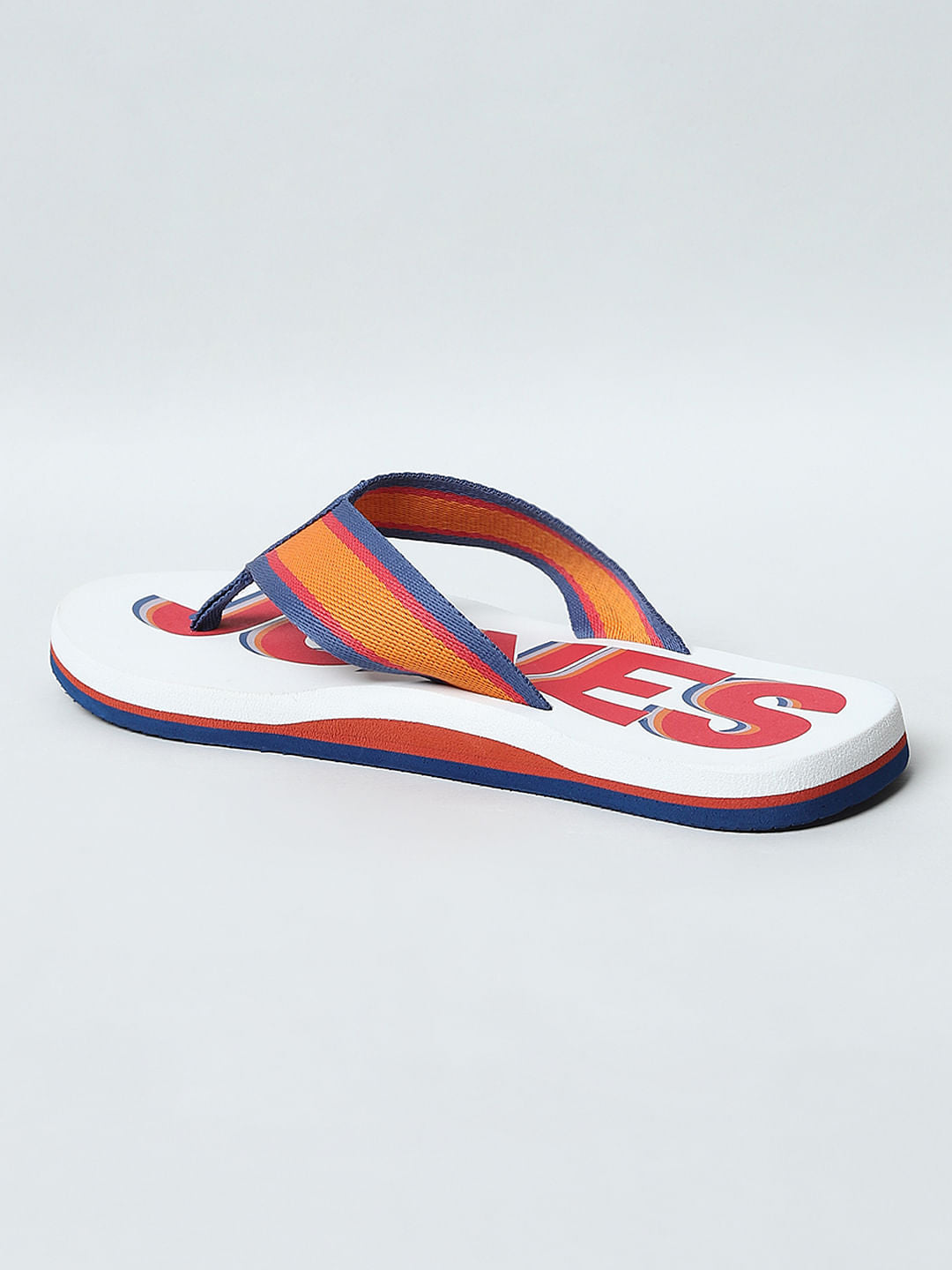 White Logo Print Flip Flops