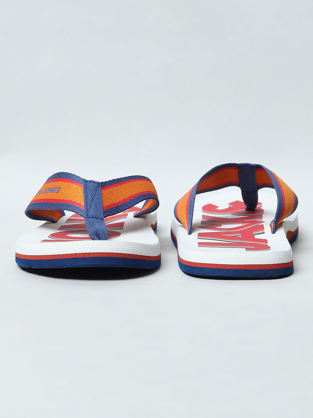 White Logo Print Flip Flops