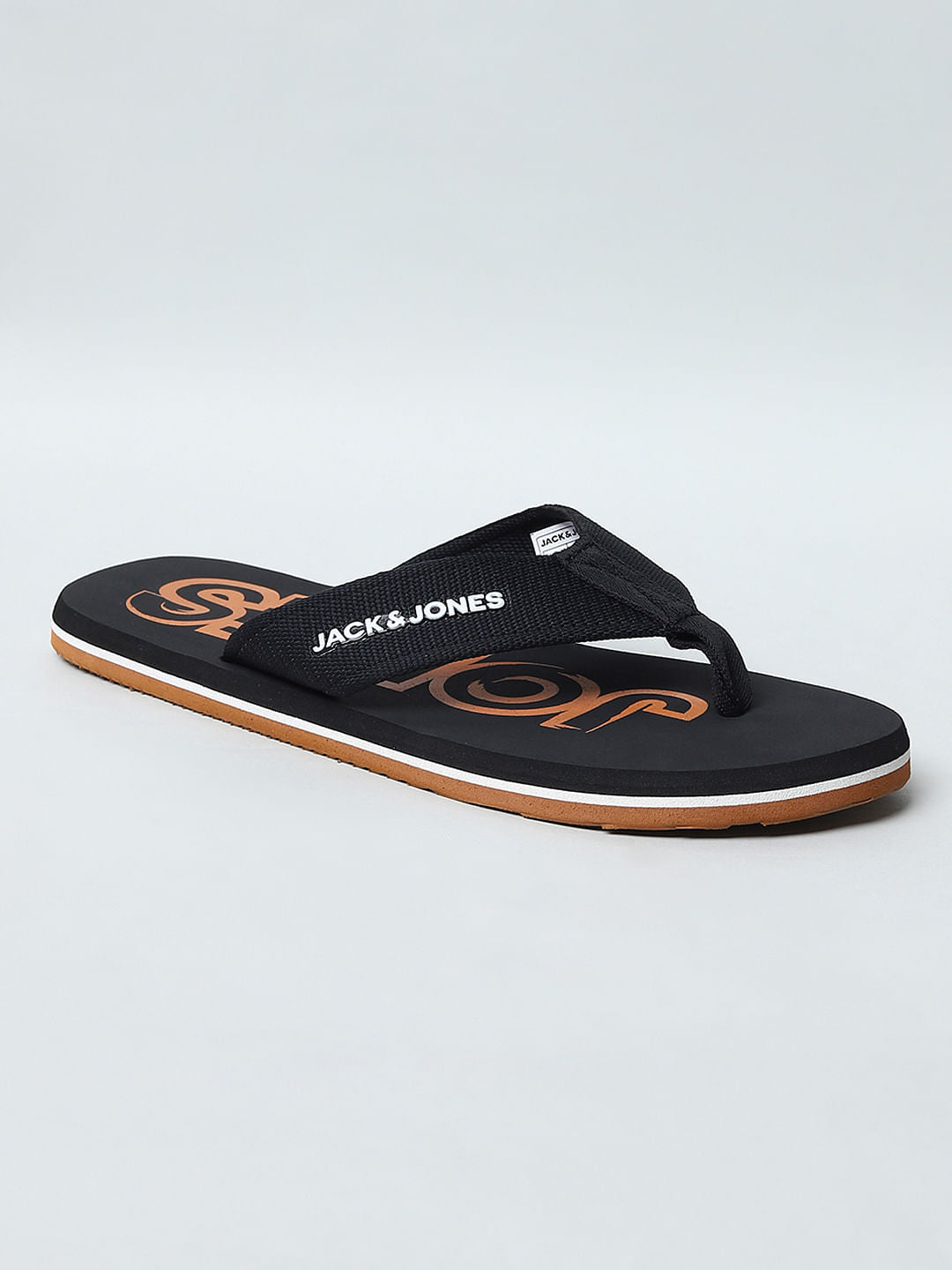 BLACK LOGO PRINT FLIP FLOPS
