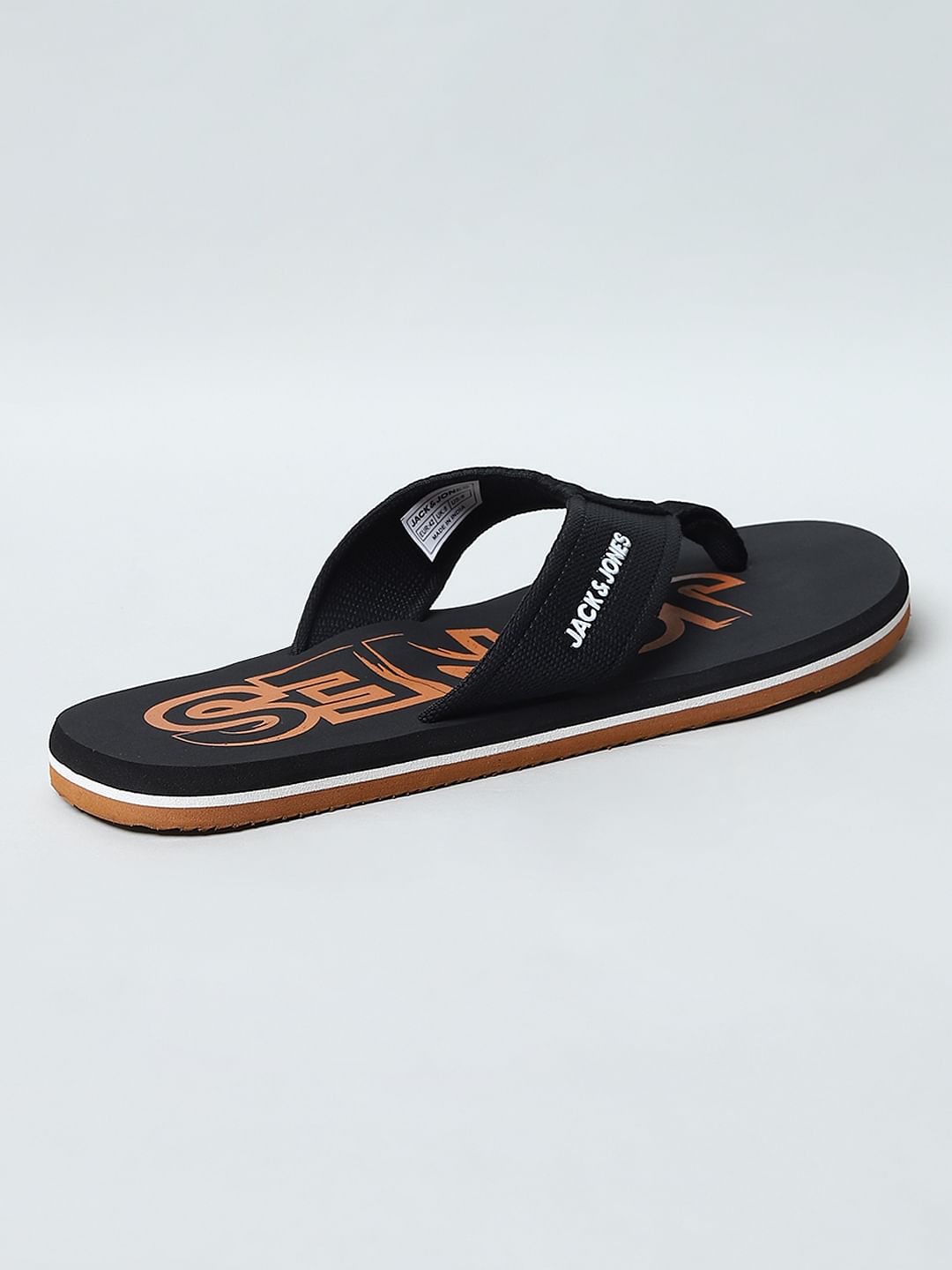 BLACK LOGO PRINT FLIP FLOPS