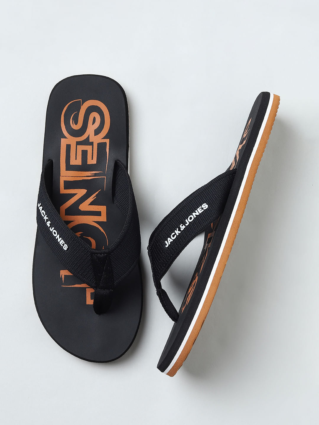 BLACK LOGO PRINT FLIP FLOPS