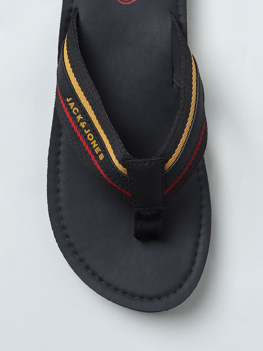 Black Logo Print Flip Flops
