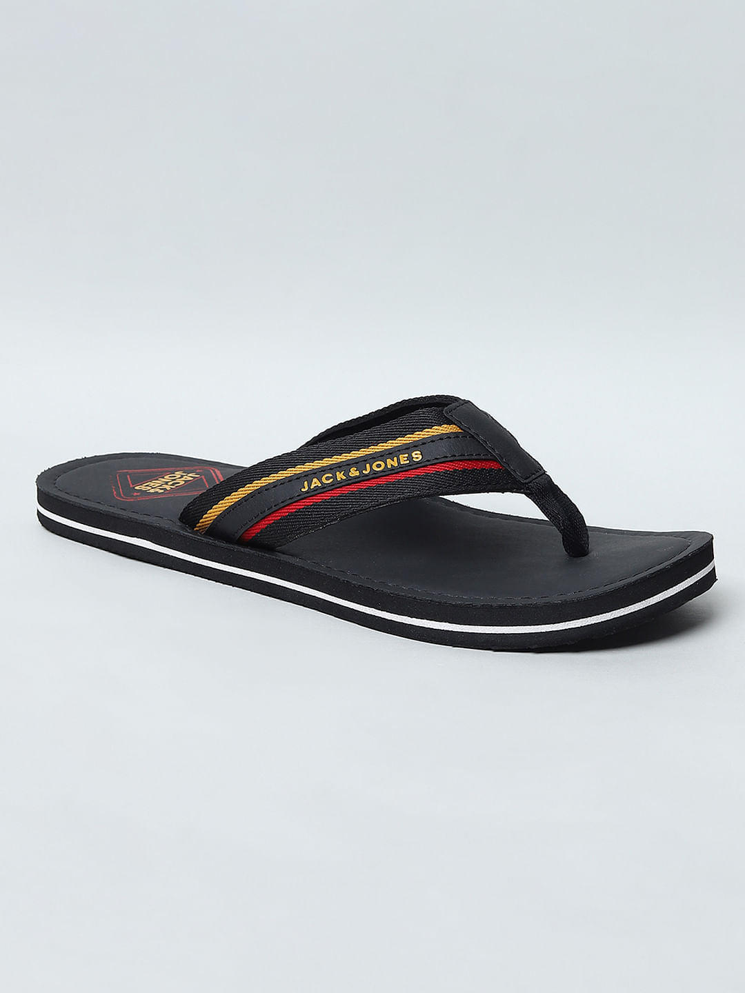 Black Logo Print Flip Flops