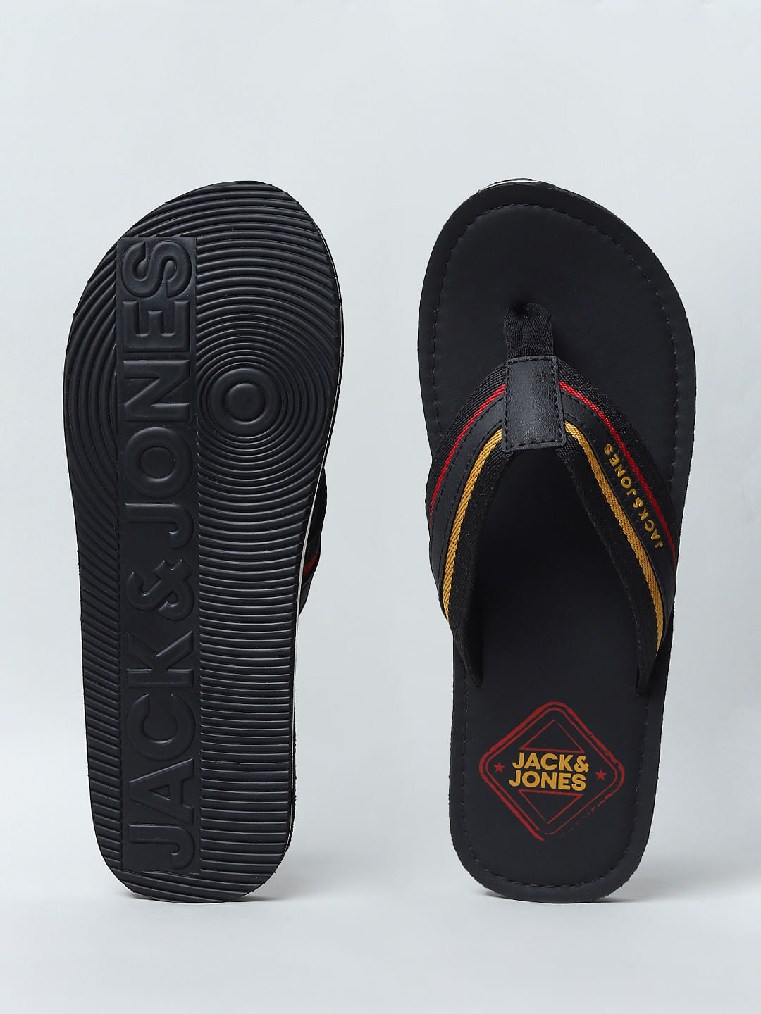 Black Logo Print Flip Flops