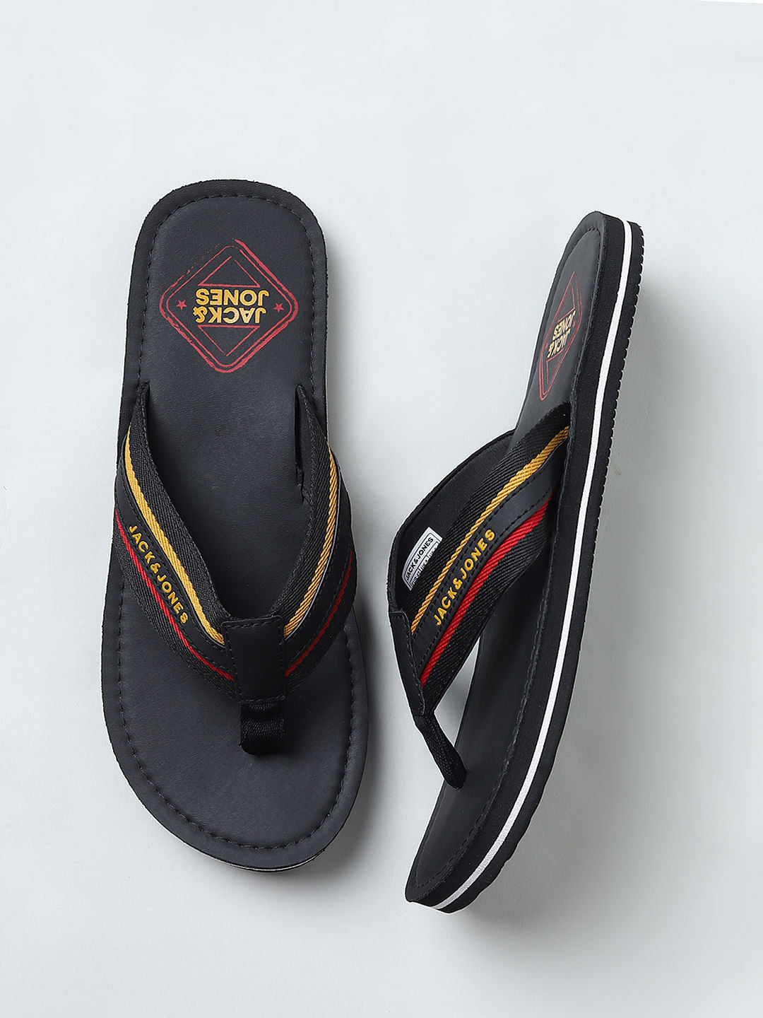 Black Logo Print Flip Flops