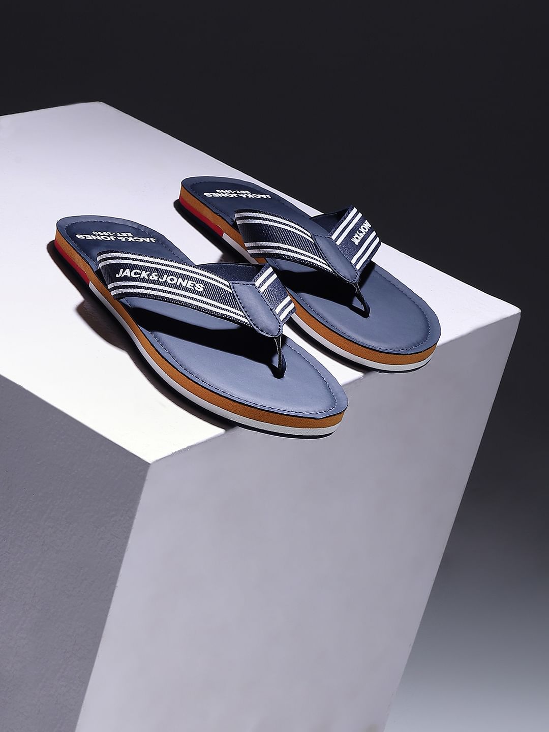Blue Logo Print Flip Flops - 6