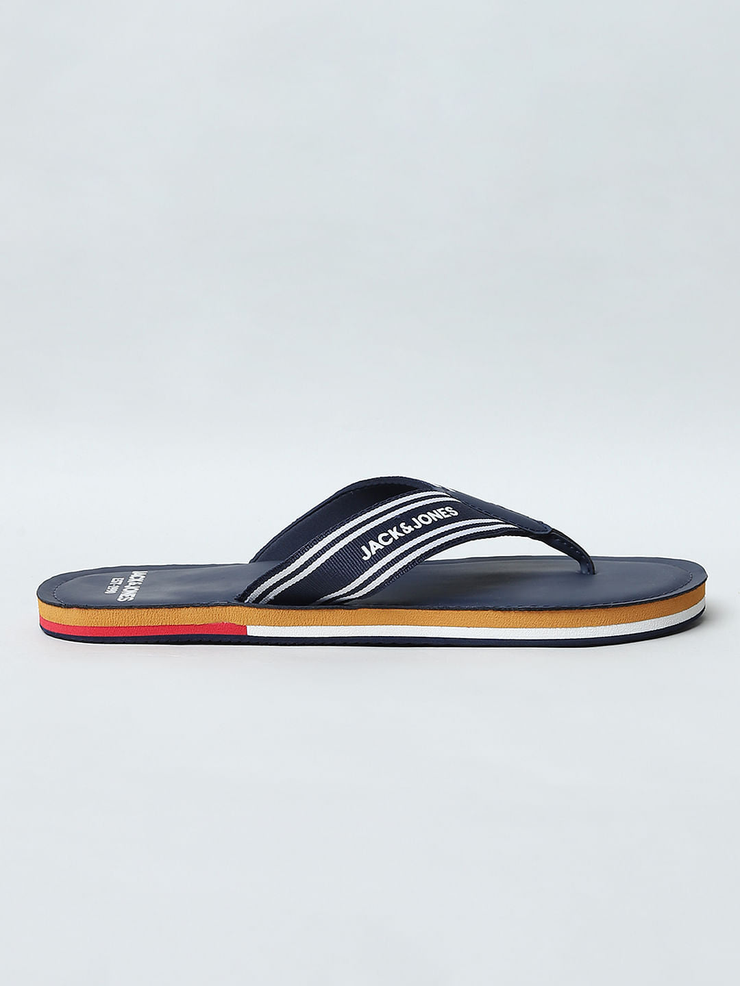 Blue Logo Print Flip Flops