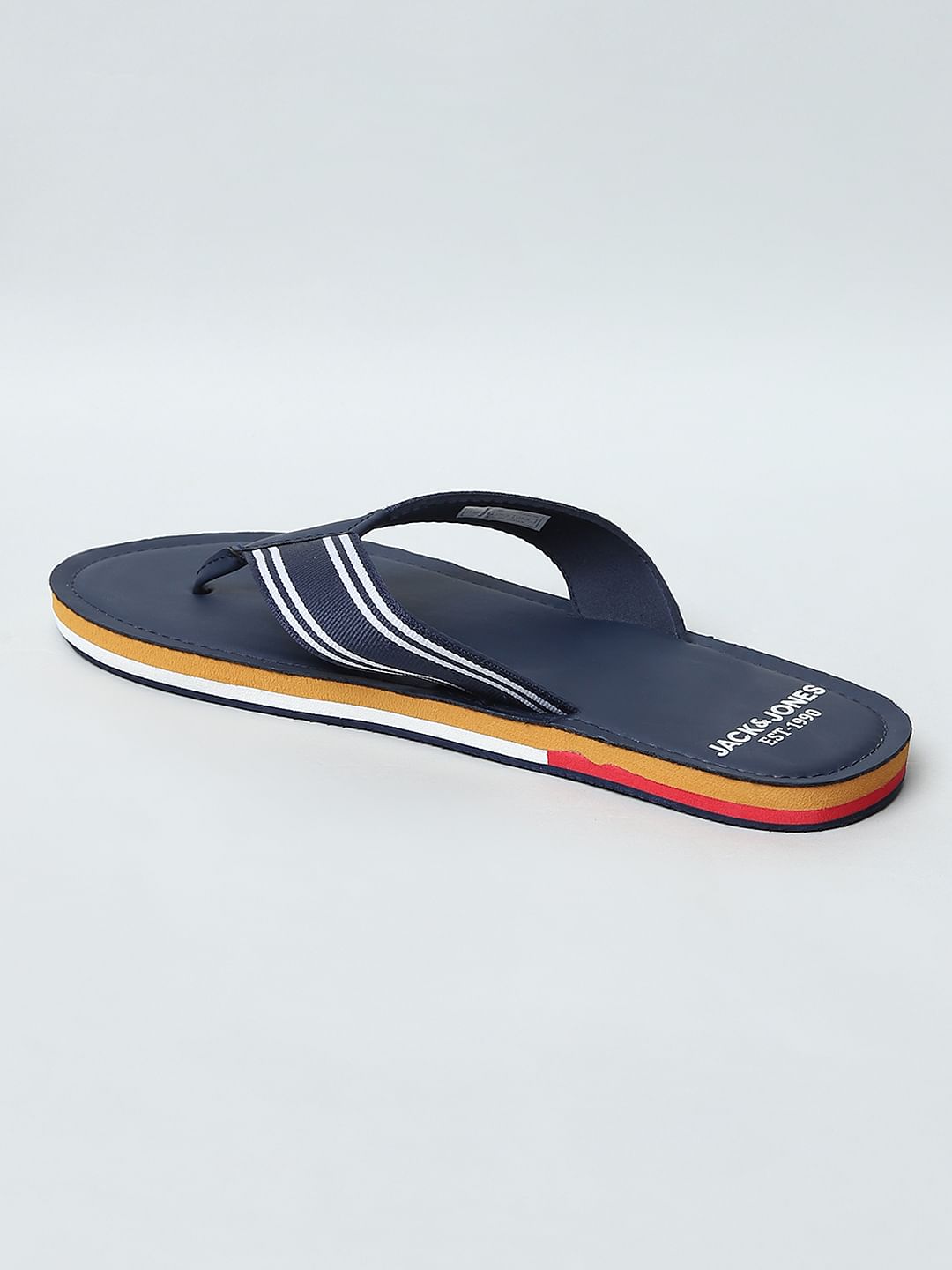 Blue Logo Print Flip Flops