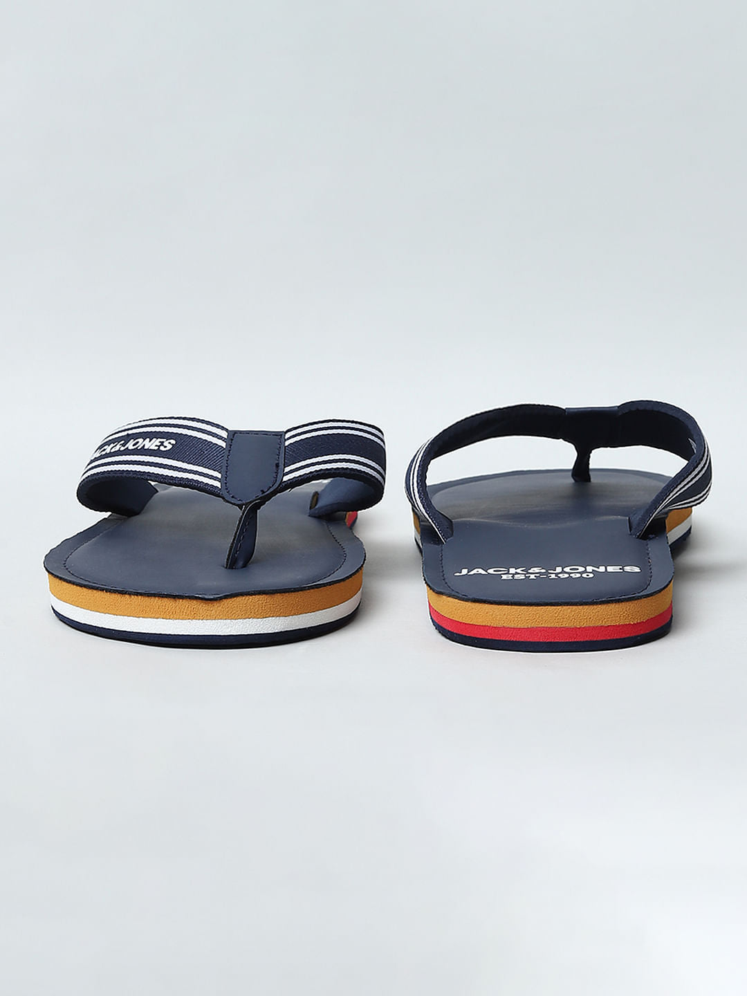 Blue Logo Print Flip Flops