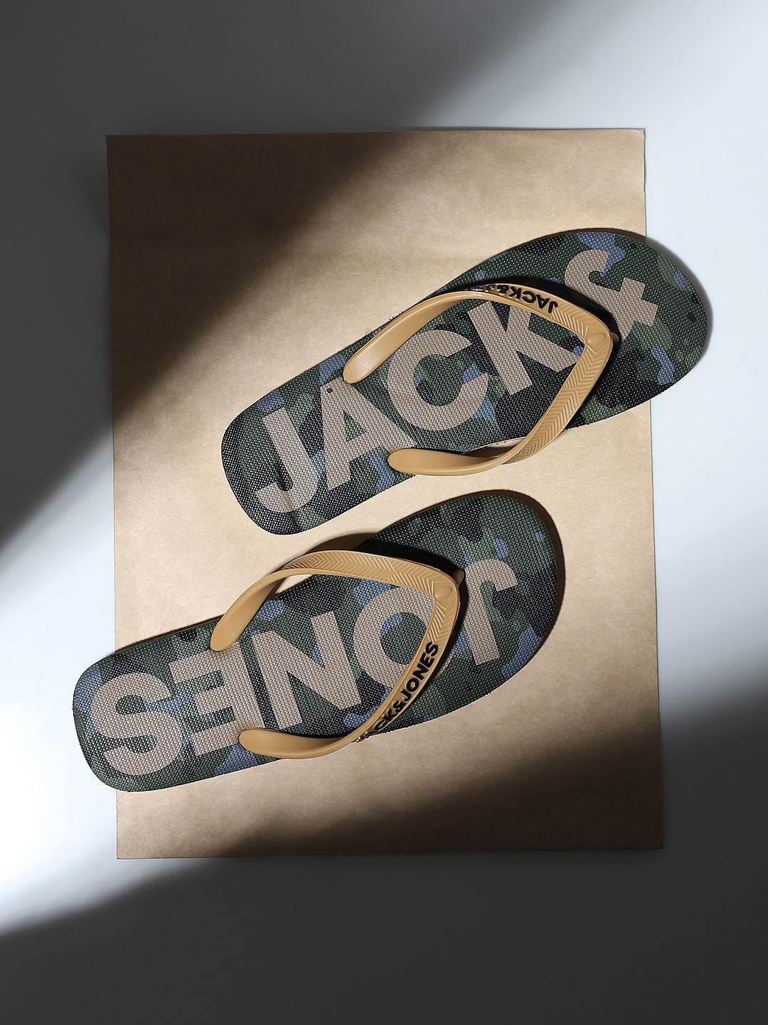 Green Camo Print Flip Flops - 6