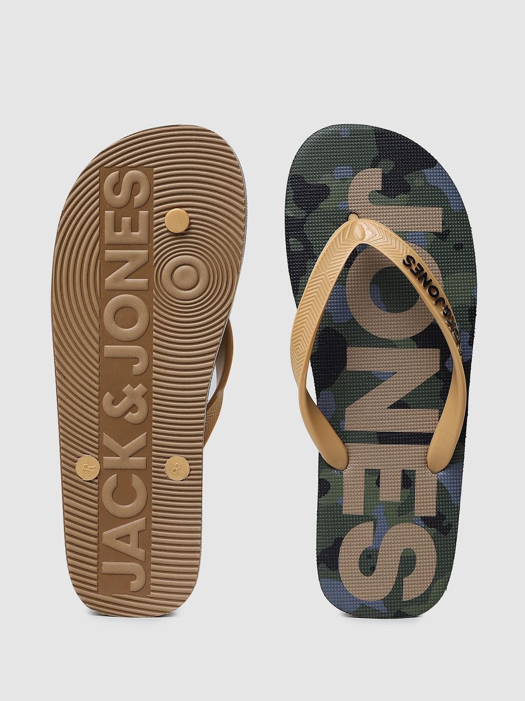 Green Camo Print Flip Flops