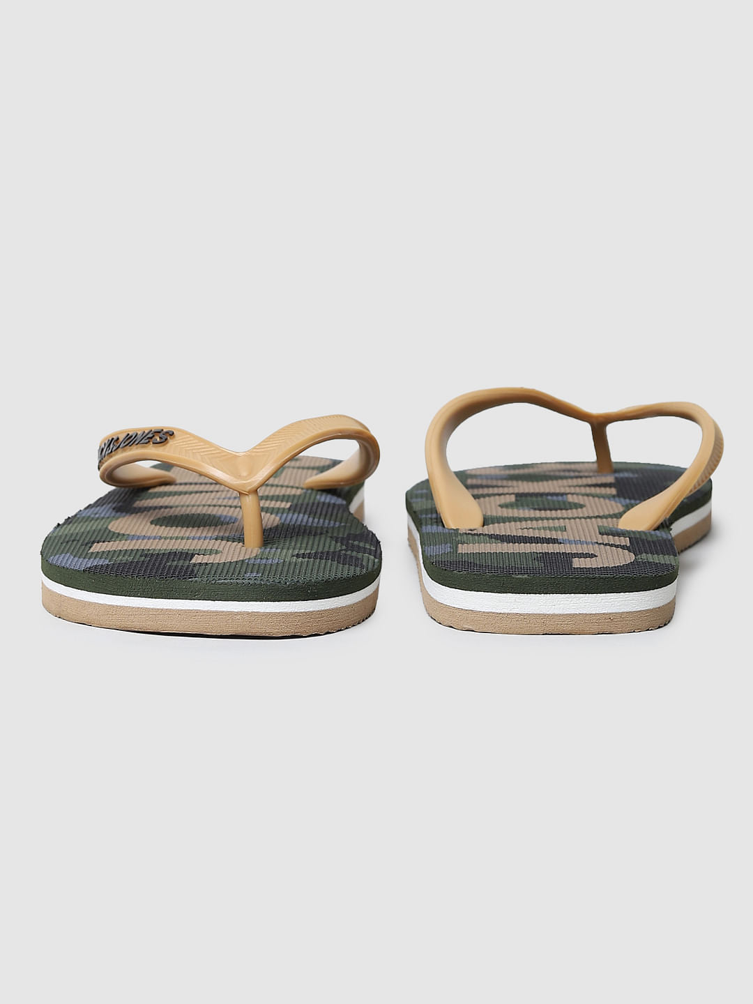 Green Camo Print Flip Flops