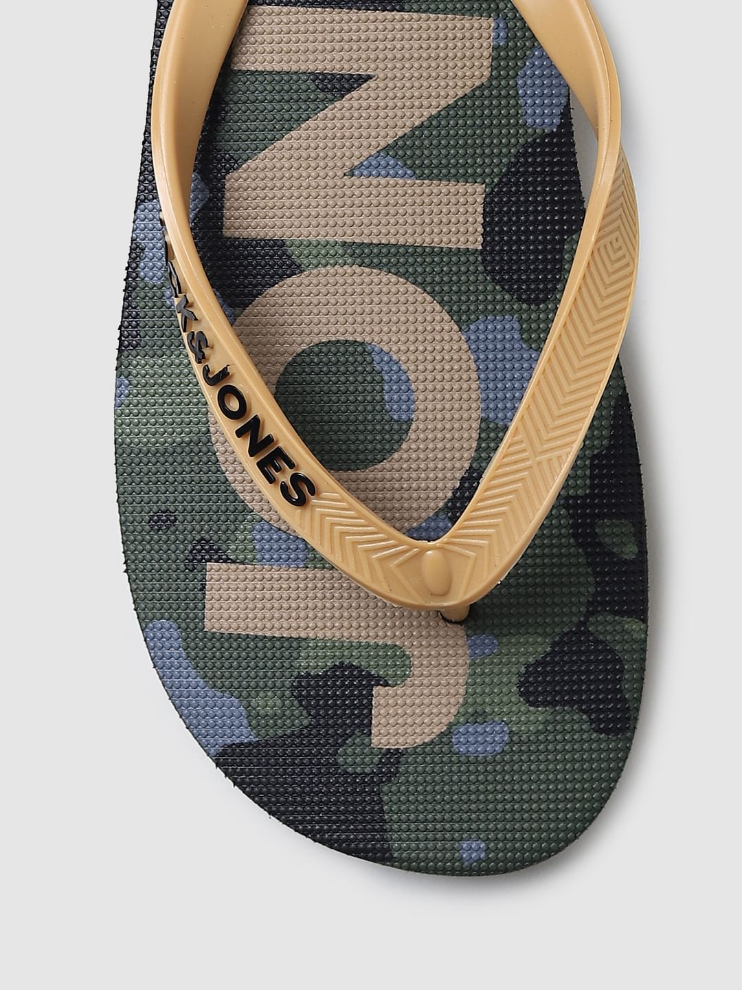Green Camo Print Flip Flops