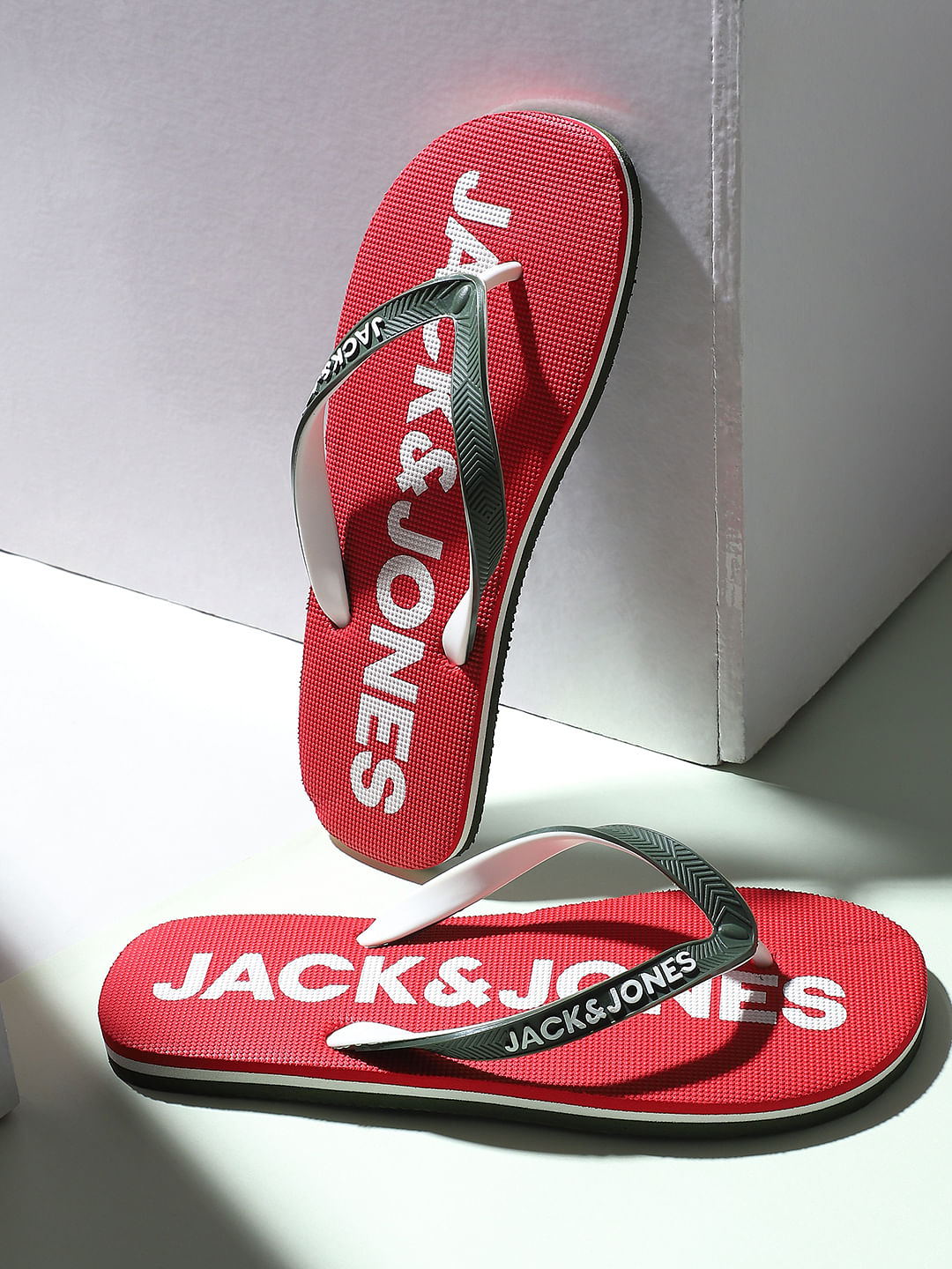 Red Colourblocked Flip Flops