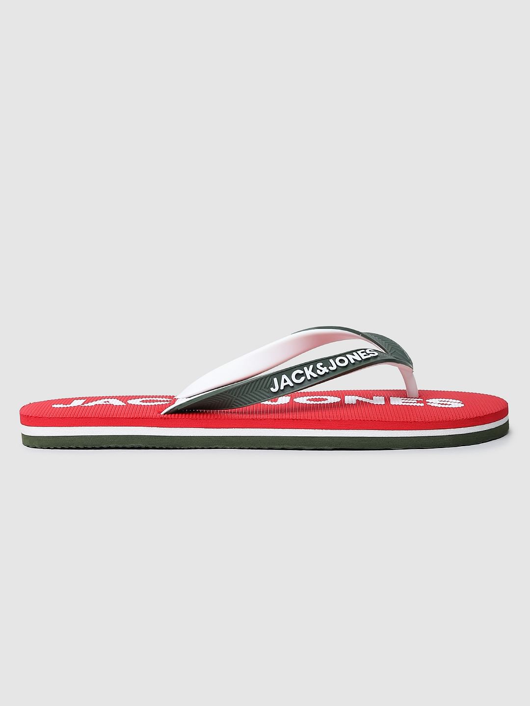 Red Colourblocked Flip Flops