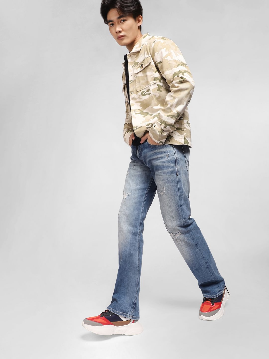 Blue High Rise Distressed Ray Bootcut Jeans - 28/30