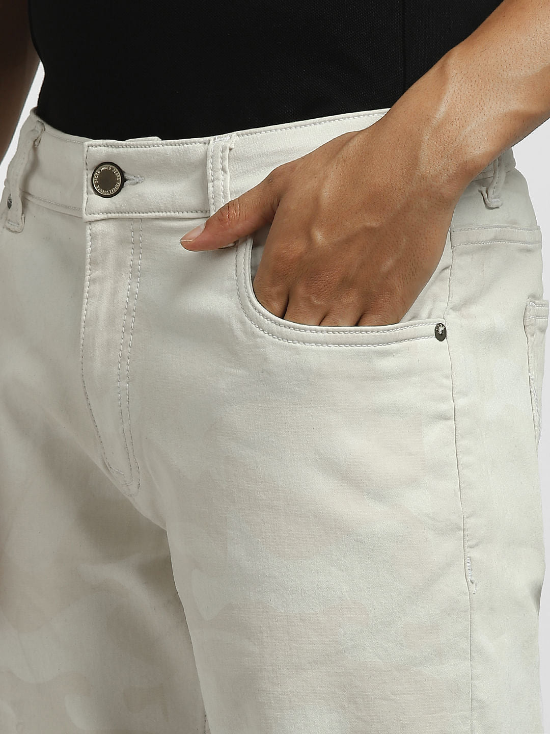 White Low Rise Denim Shorts