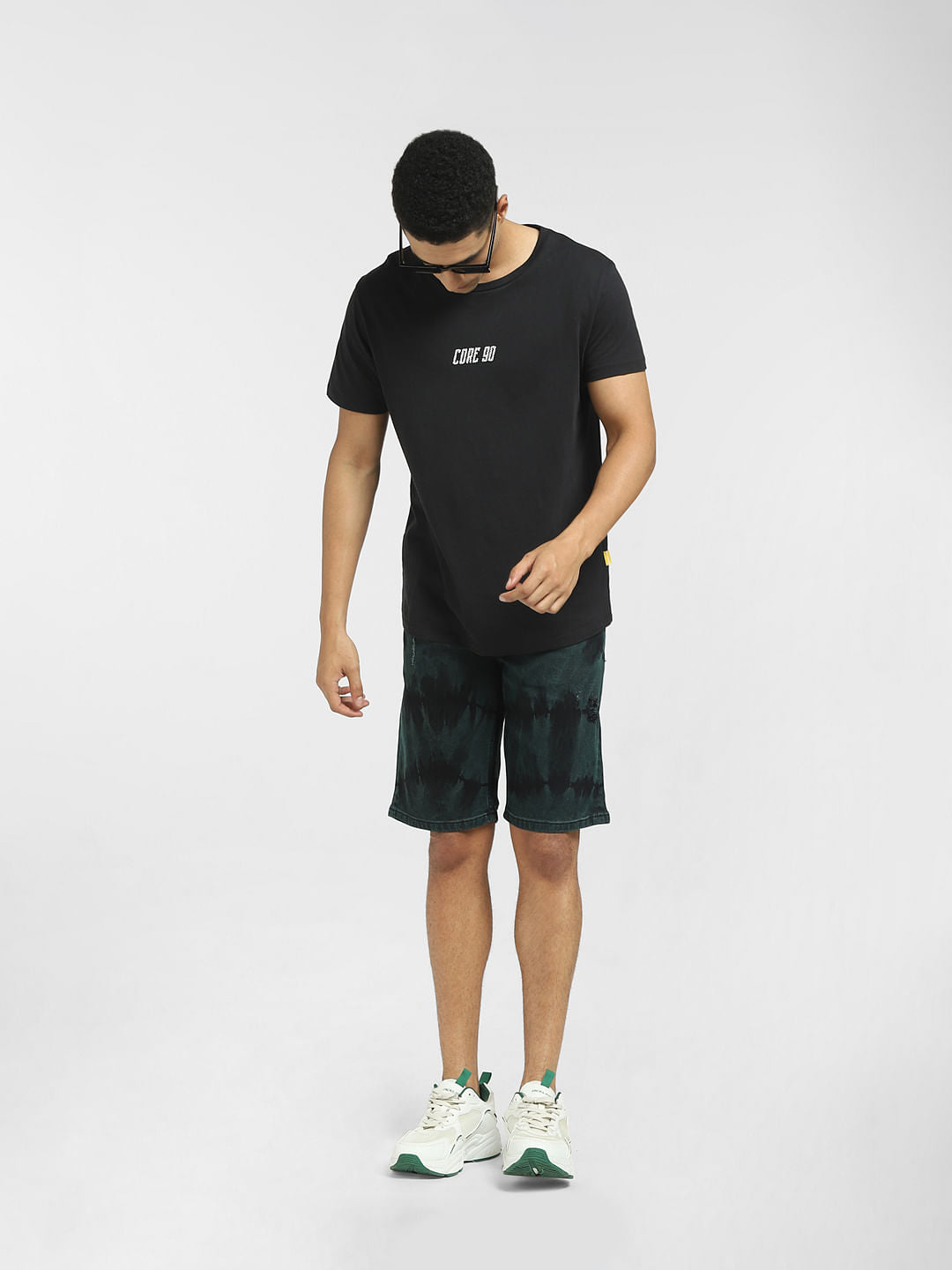 Black Low Rise Tie-Dye Denim Shorts - S