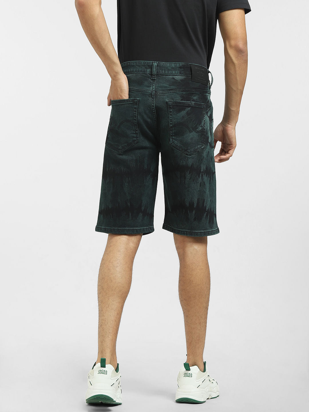 Black Low Rise Tie-Dye Denim Shorts
