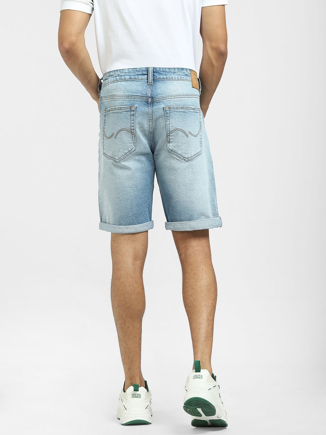 Light Blue Low Rise Washed Denim Shorts