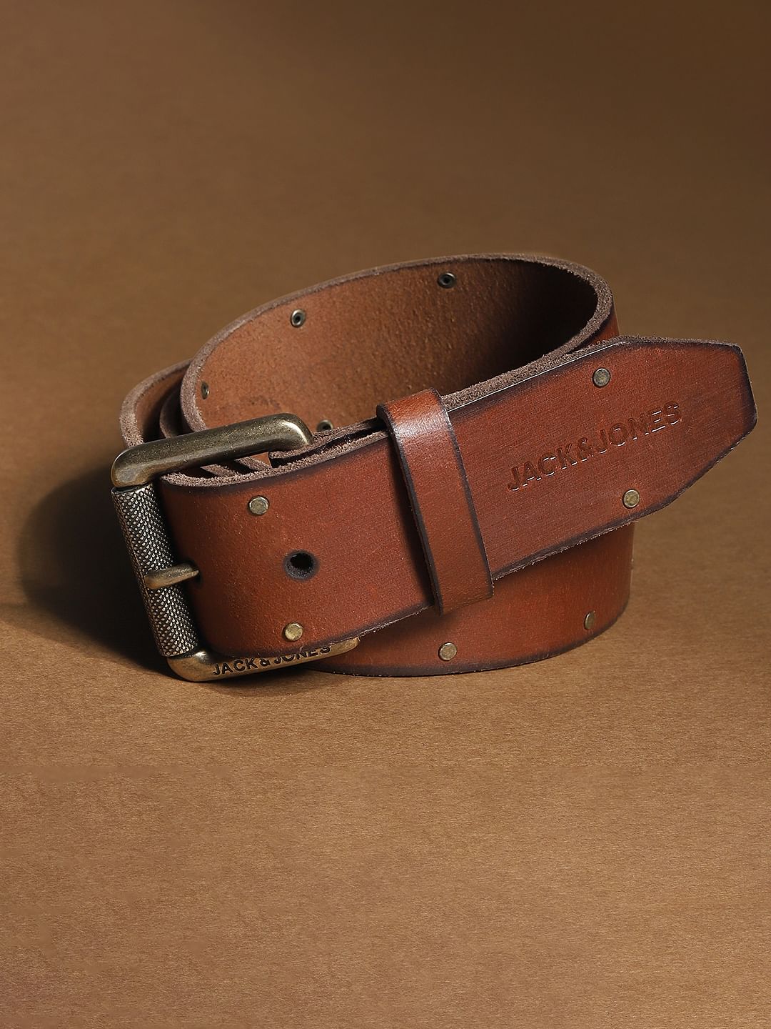 Brown Studded Leather Belt