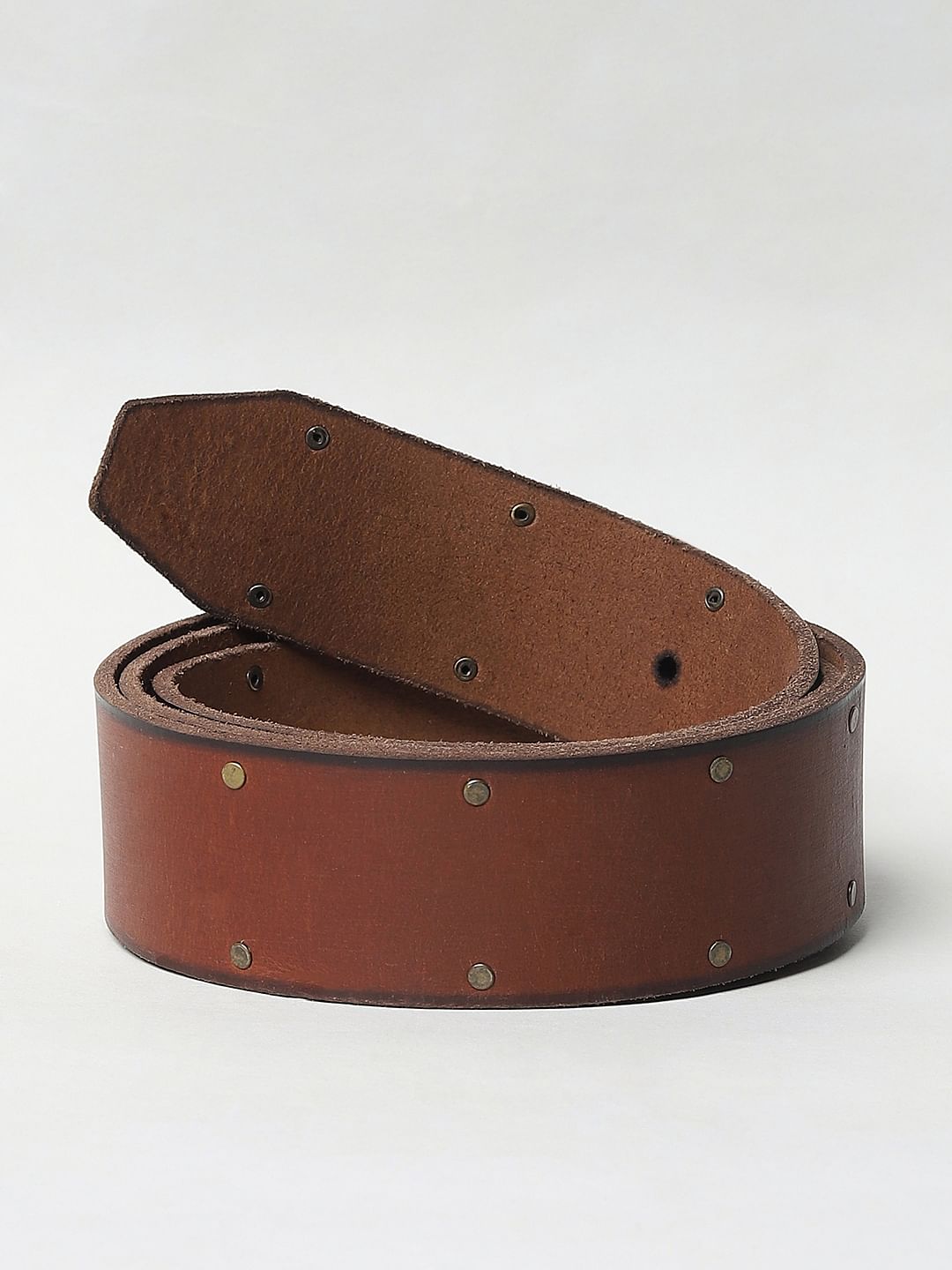 Brown Studded Leather Belt