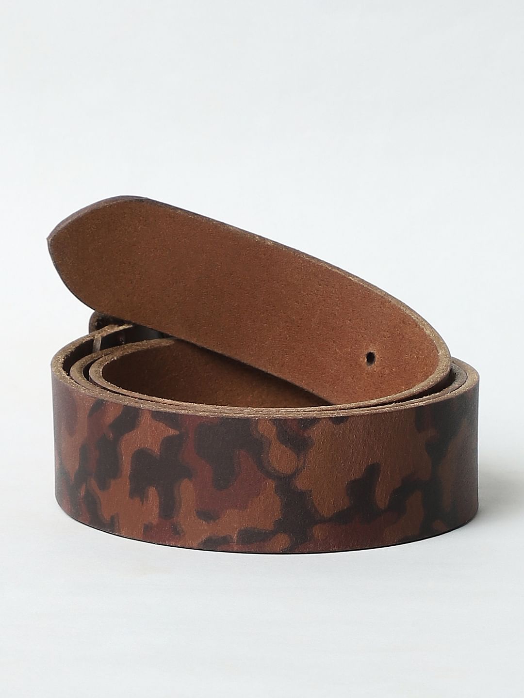 Brown Camo Leather Belt
