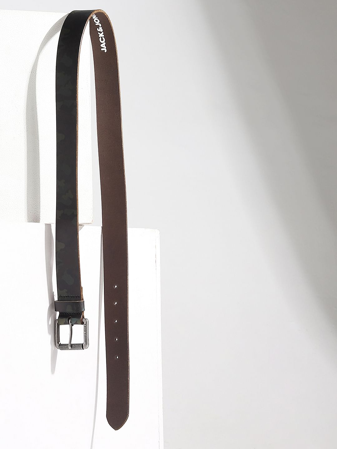 Green Camo Leather Belt