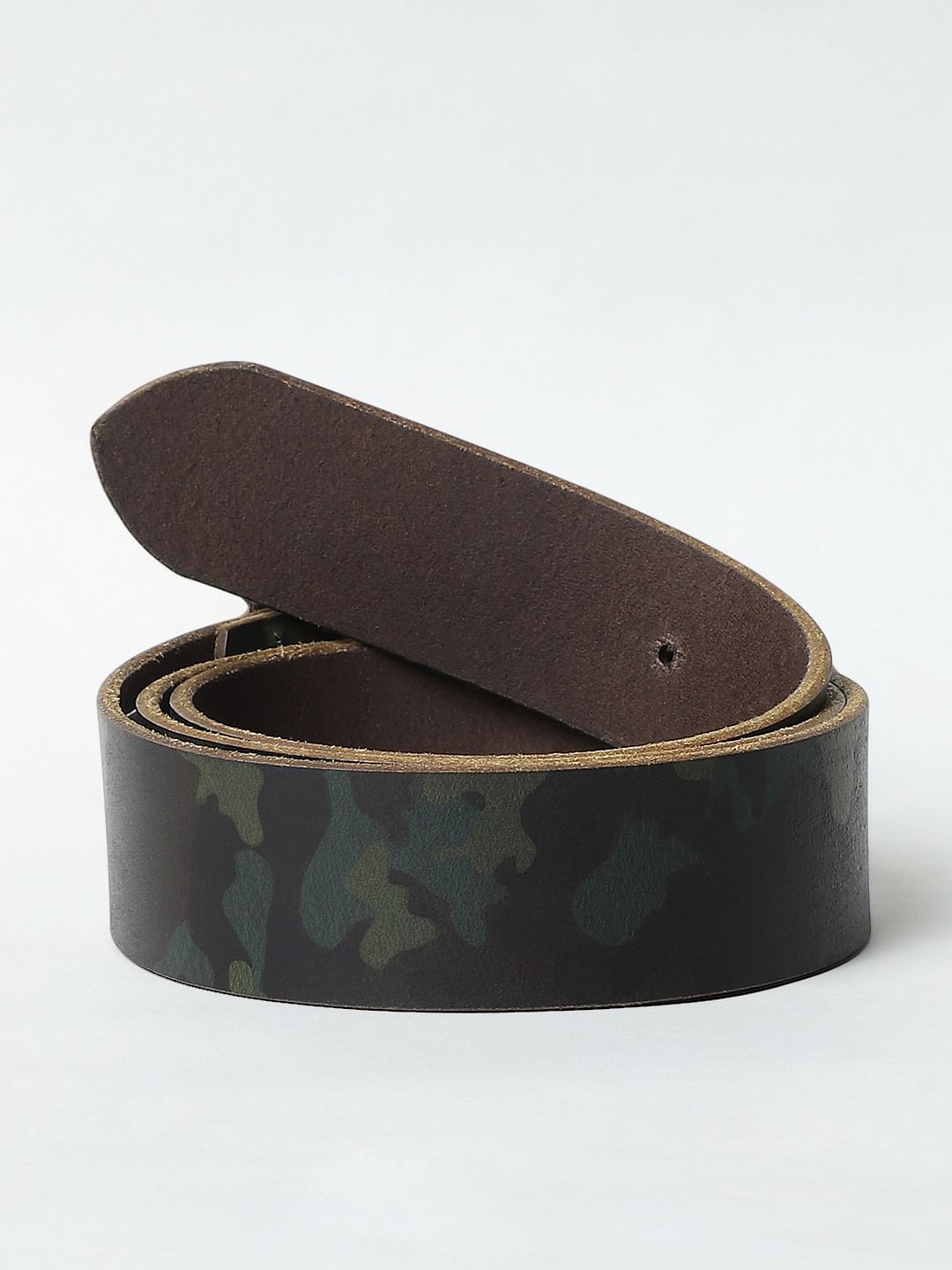 Green Camo Leather Belt