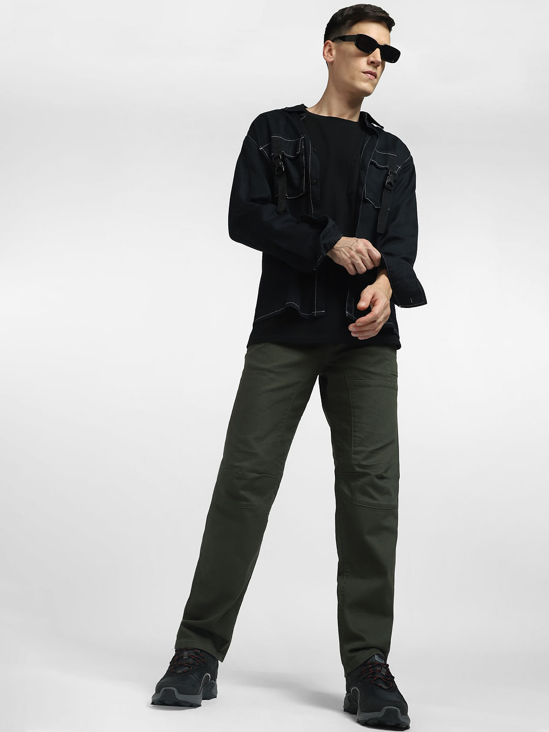 Green Mid Rise Cargo Pants