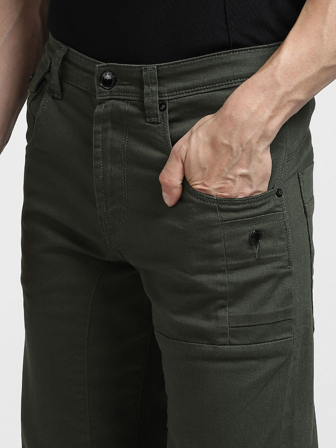 Green Mid Rise Cargo Pants