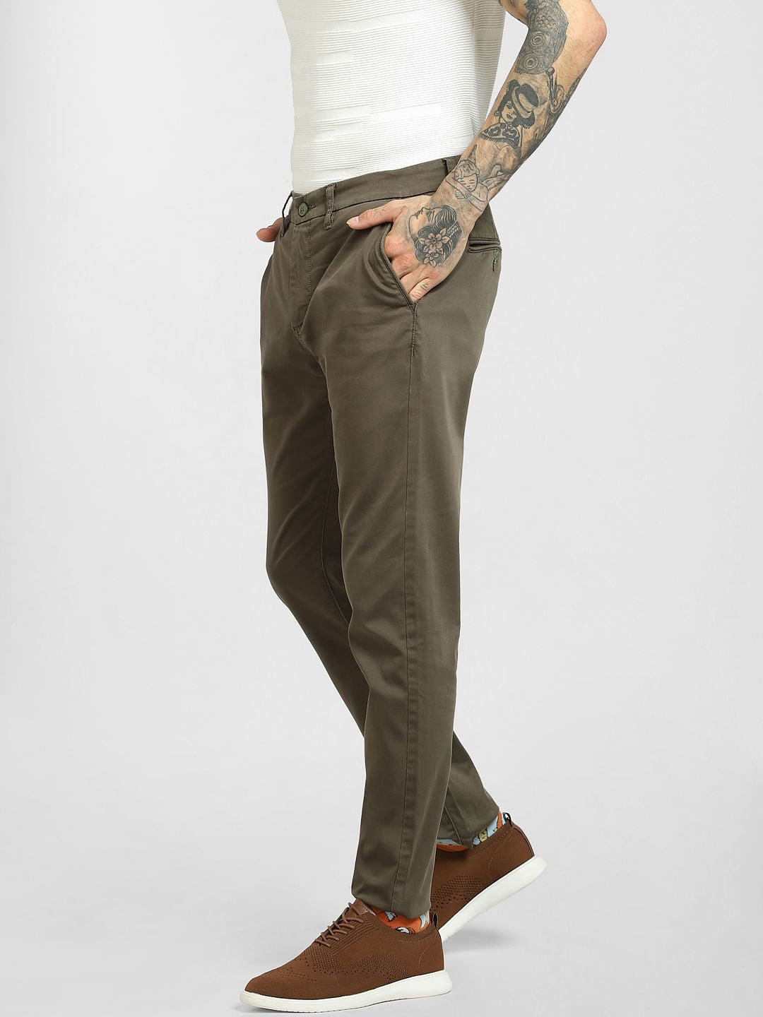 Green Mid Rise Chinos