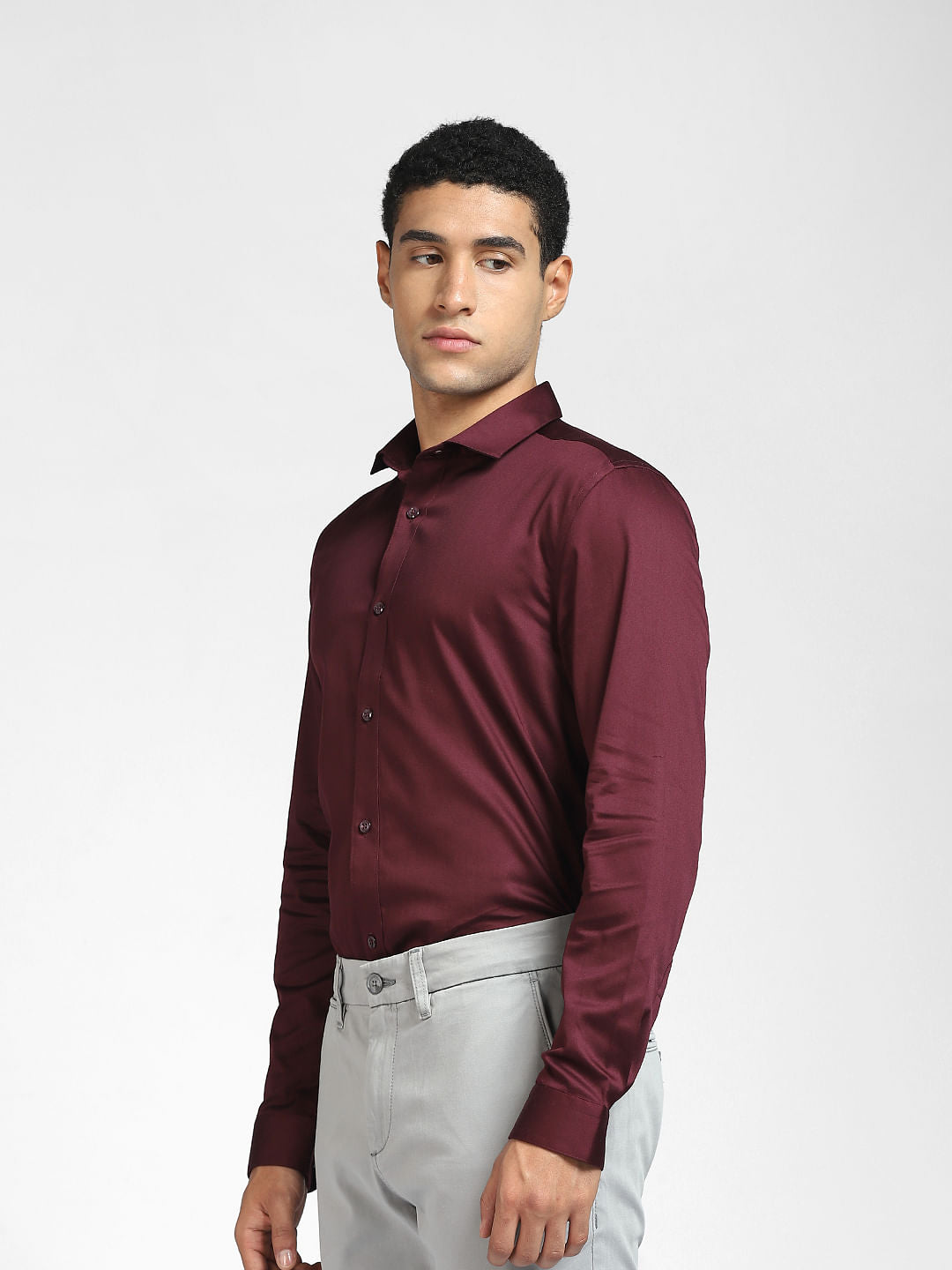 Burgundy Full Sleeves Shirt