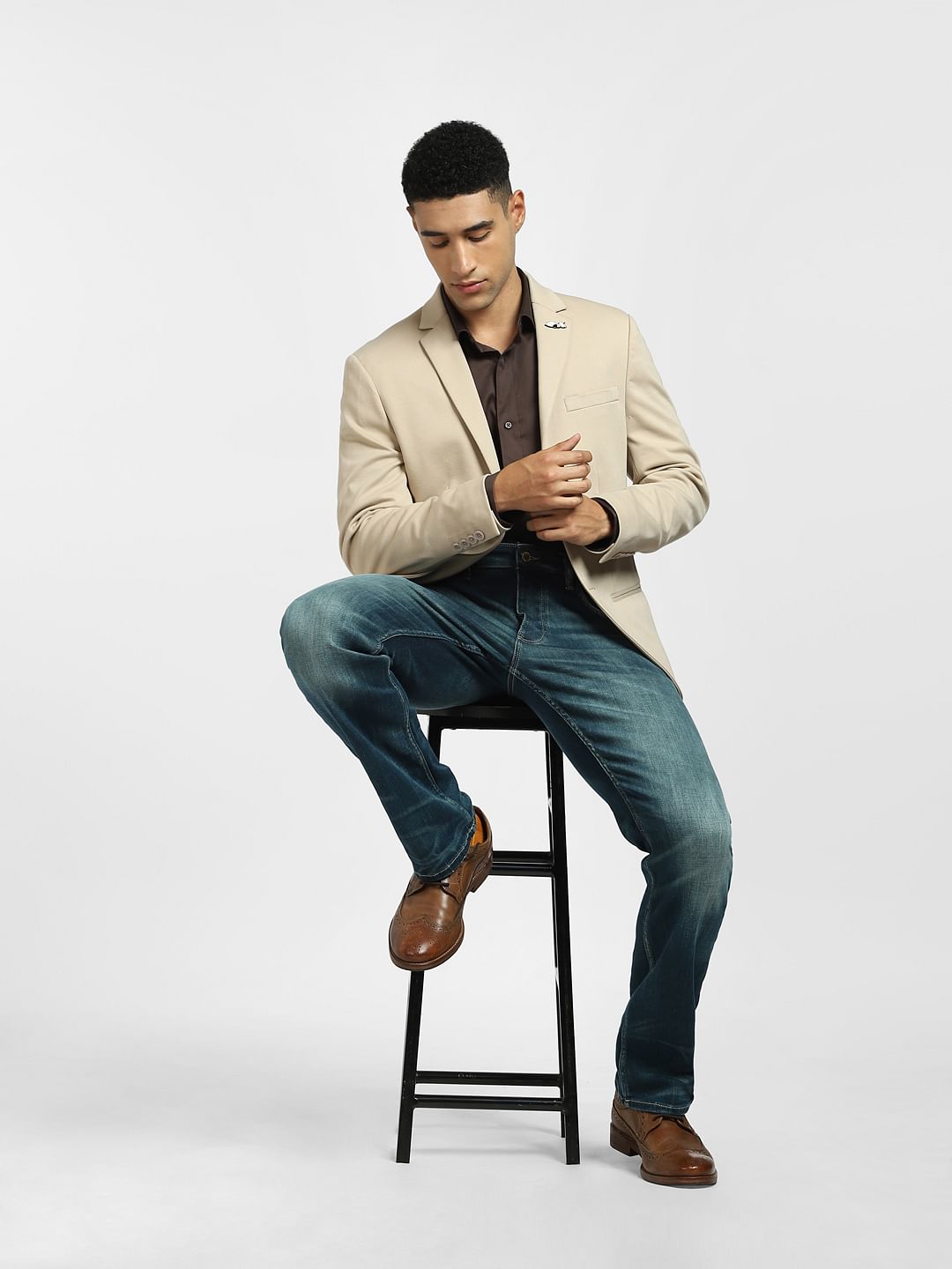 Dark Brown Full Sleeves Shirt - S