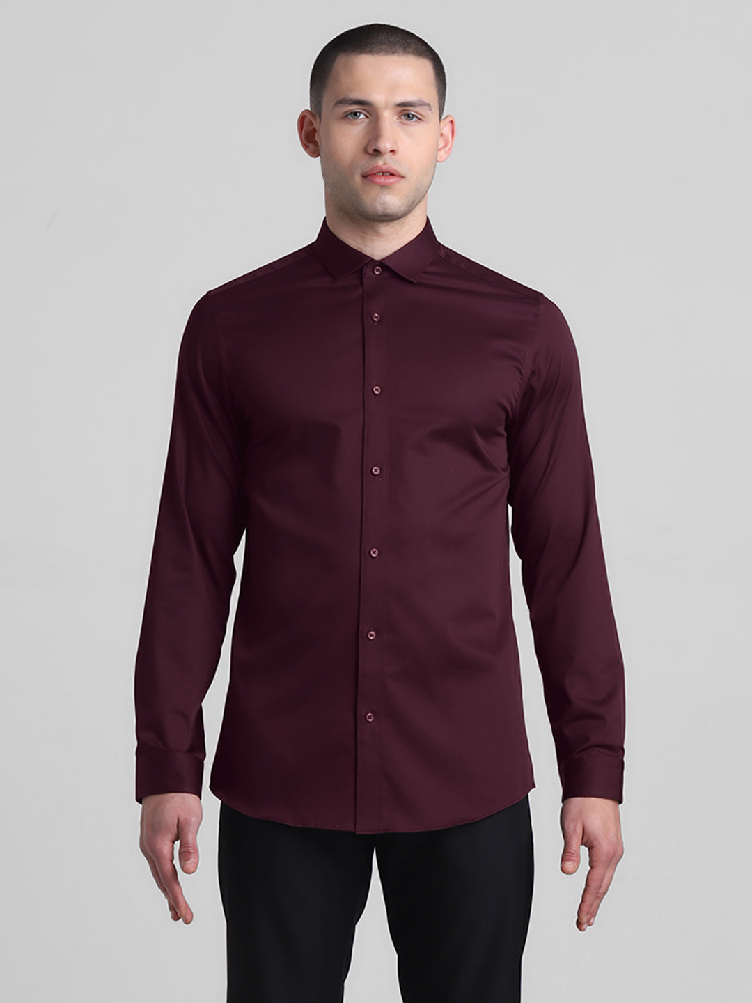 Cotton Stretch Slim Fit Shirt - Red