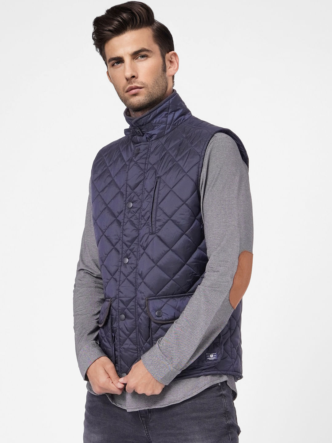Navy Blue Quilted Vest